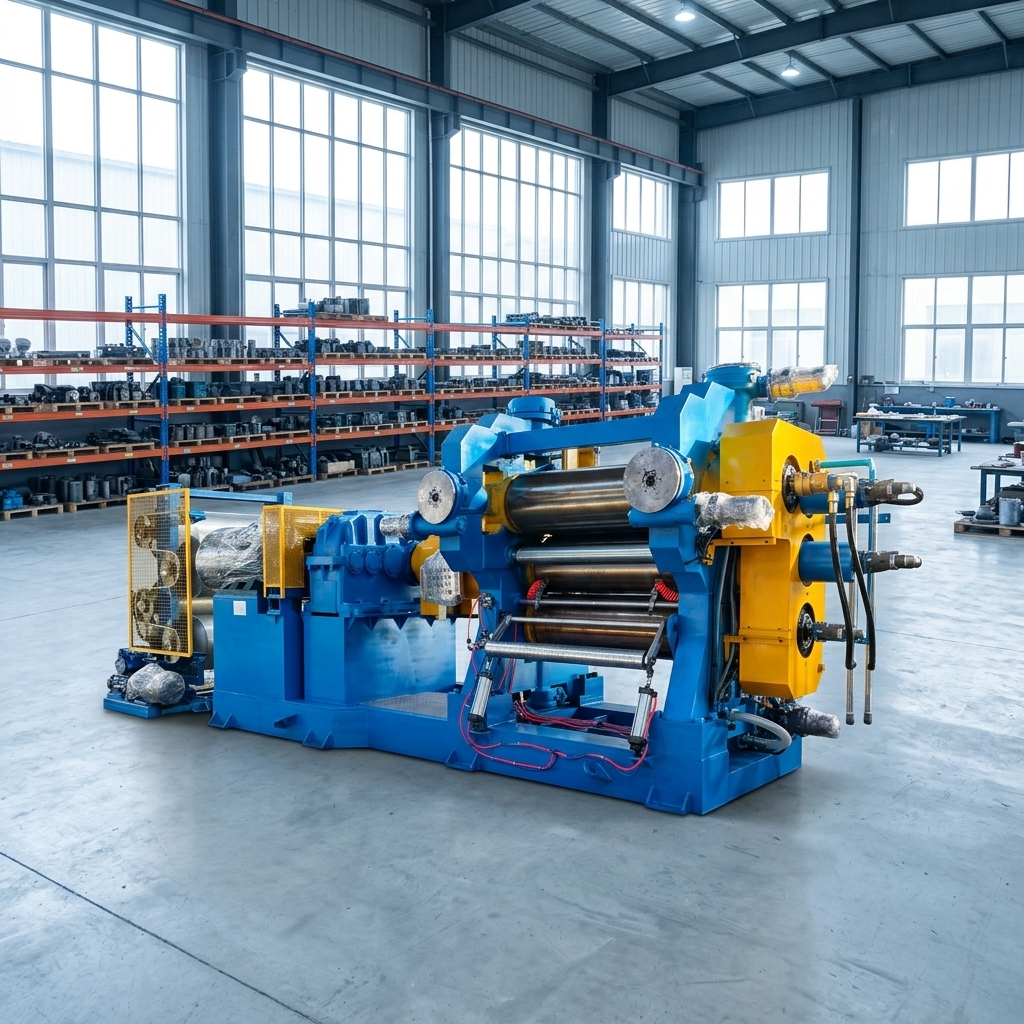 PLC Controlled Four Roll Rubber Calender Heavy Duty Calendering Unit with Stable Operation